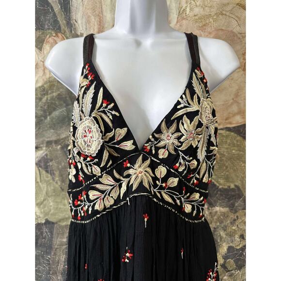 Anthropologie Black Maxi Dress with Colorful Embroidery - Picture 5 of 9